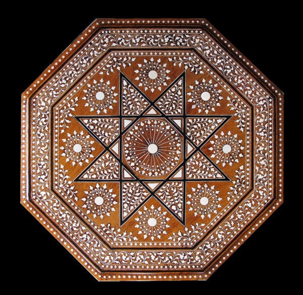 A Richly-Decorated Anglo-Indian Octagonal Inlaid Traveling Table