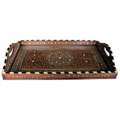 A Finely-Decorated Anglo-Indian Bone and Ebony Inlaid Tray
