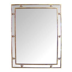 A Chic French Art Moderne Gilt-Iron & Tole Framed Mirror w/Stars