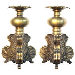 A Robust Pair of Dutch Baroque Style Brass Pricket Sticks