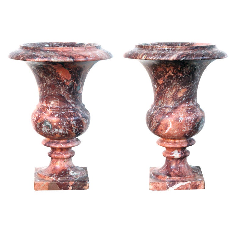 Elegant Pair of French Campagna Urns of Opera-Fantastico Marble