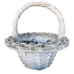 A Boldly-Scaled French Faux Basket-Weave Concrete Jardiniere