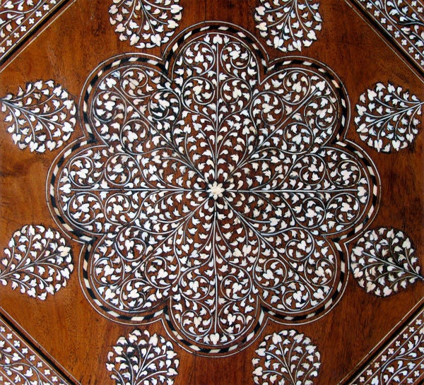 A Richly-Decorated Anglo-Indian Octagonal Inlaid Traveling Table 1