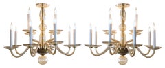 Elegant Pair of Murano 2-Tier 12-Light Gold Glass Chandeliers