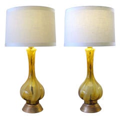 A Shapely Pair of Italian Honey-Colored Bottle-Form Lamps