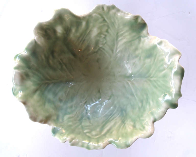 Boldly-Scaled American Rookwood Art Pottery Pale-Green Glazed Cabbage-Leaf Bowl 2