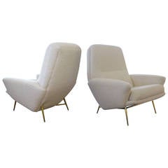 Pair of Italian Mid-Century Lounge Chairs in the Style of Ico Parisi