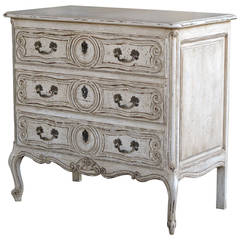 Elegant and Diminutive French Rococo Style Painted Three-Drawer Commode