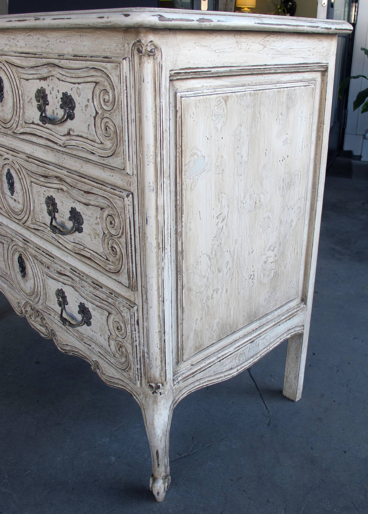 Elegant and Diminutive French Rococo Style Painted Three-Drawer Commode 1