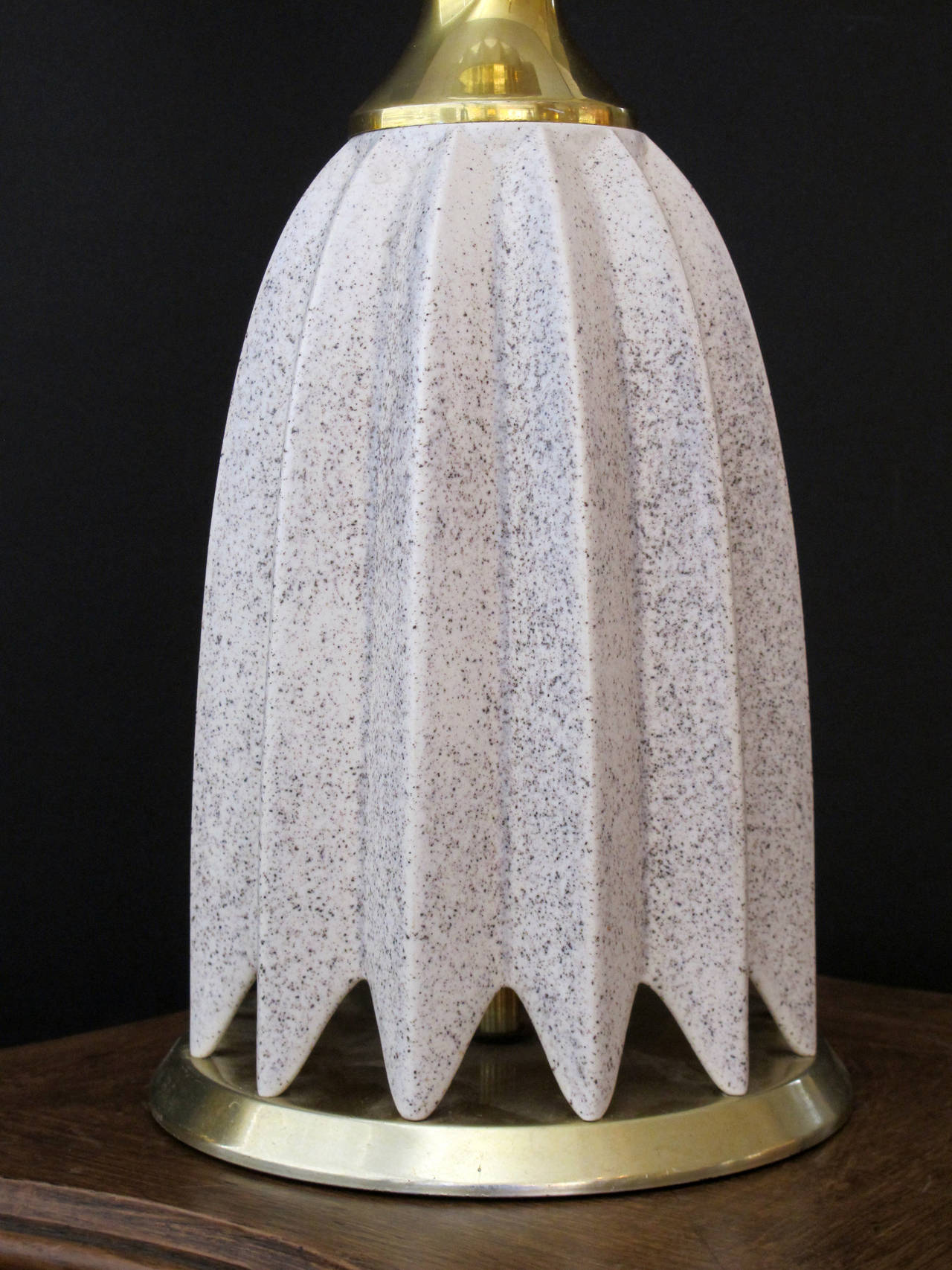 Mid-20th Century Striking and Stylish Pair of American Mid-Century Ruffled Ivory Ceramic Lamps