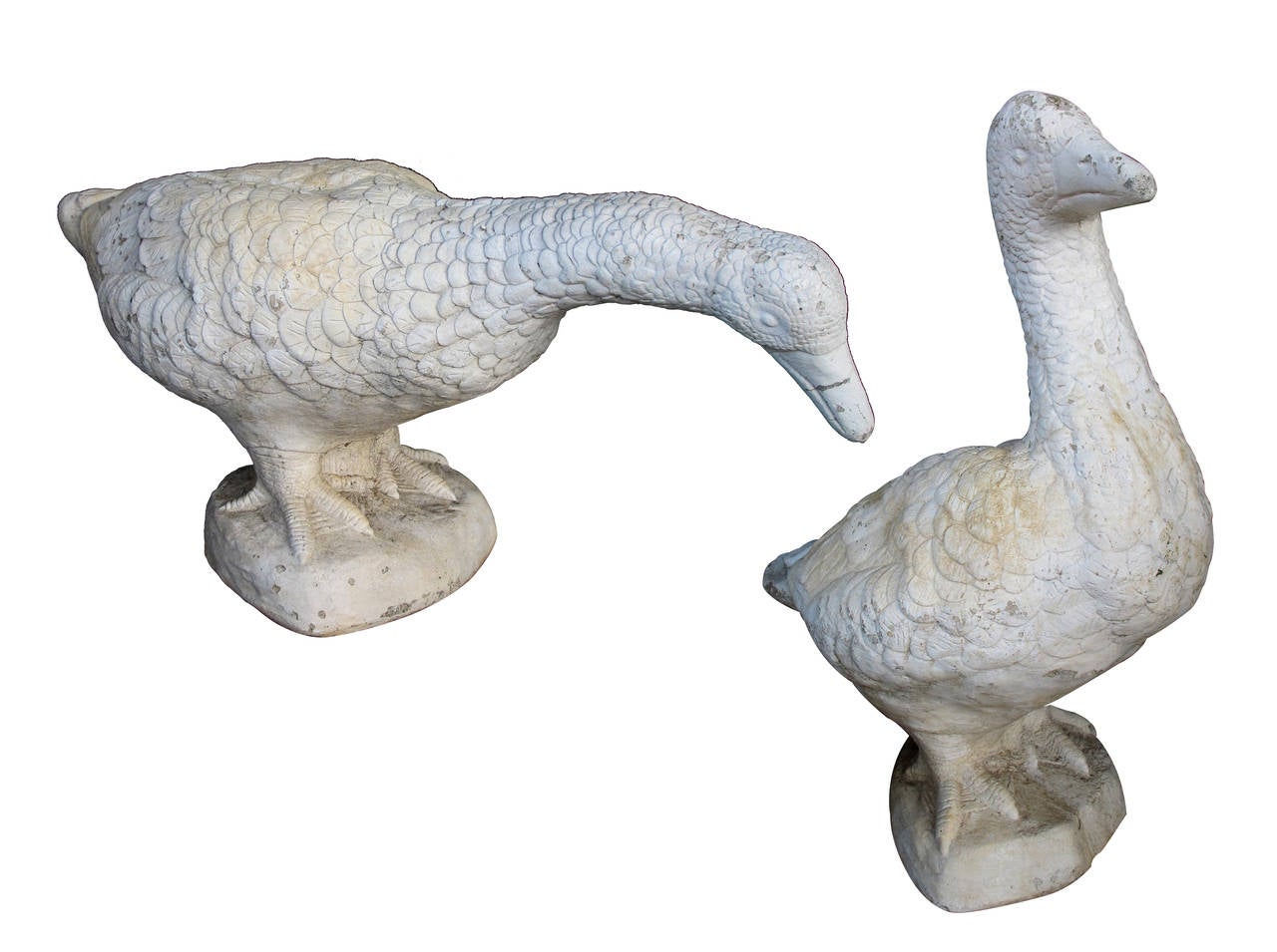 A Whimsical Pair of French WhitePainted Concrete Geese For Sale at 1stdibs