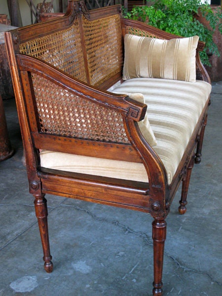 A Handsome Italian Neo-Classical Walnut Settee w/Caned Back 1
