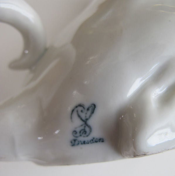 A Beautifully Rendered Pair of German Dresden Porcelain Pugs 5