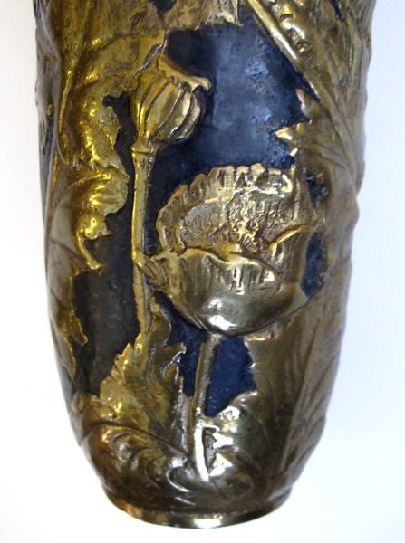 19th Century A Fine French Art Nouveau Gilt-Bronze 'Pavots' Vase; by Vibert