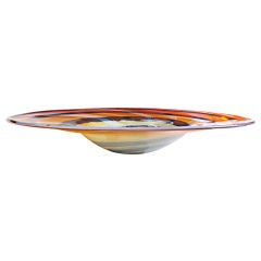 A Large-Scaled Italian Hand-Blown Orange Art Glass Spiral Bowl