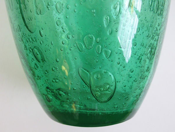 Thickly-Modeled French Art Deco Emerald Green Vase, Schneider In Excellent Condition In San Francisco, CA