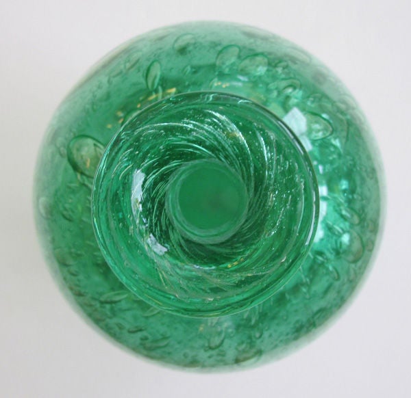 Thickly-Modeled French Art Deco Emerald Green Vase, Schneider 1