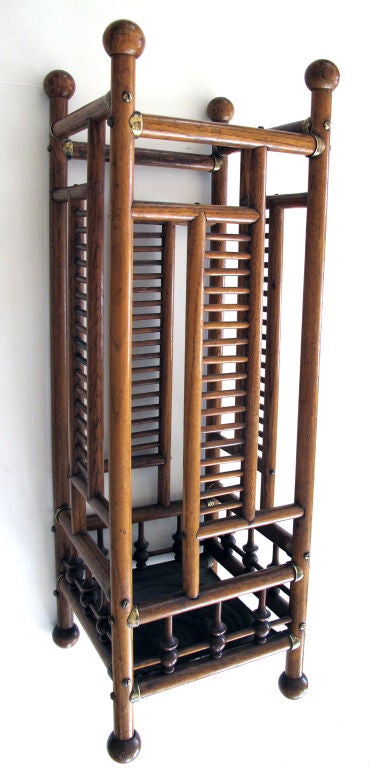A Handsome English Arts & Crafts Oak Spindle Umbrella Stand