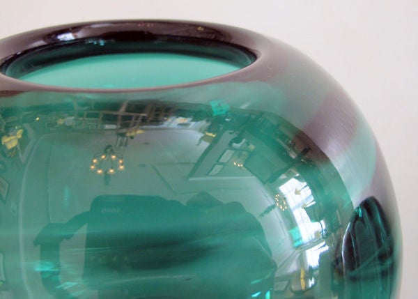 Rare Pr of Swedish Art Deco Orrefors Iridescent Art Glass Vases 3