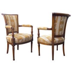 Elegant & Warmly Patinated Pair of French Directoire Armchairs