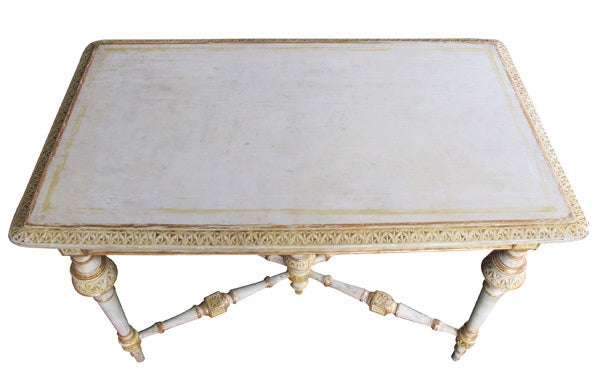 Danish Neoclassical Style Ivory Painted Rectangular Console/Center Table In Excellent Condition In San Francisco, CA
