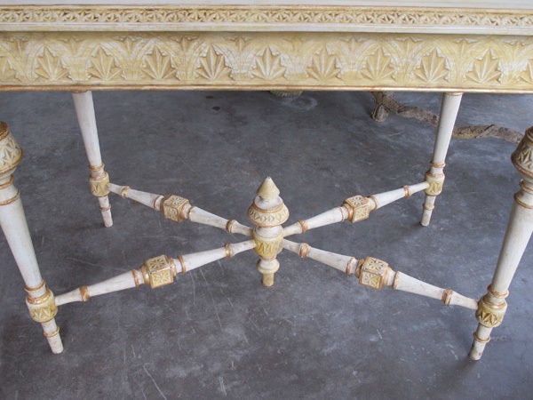 19th Century Danish Neoclassical Style Ivory Painted Rectangular Console/Center Table