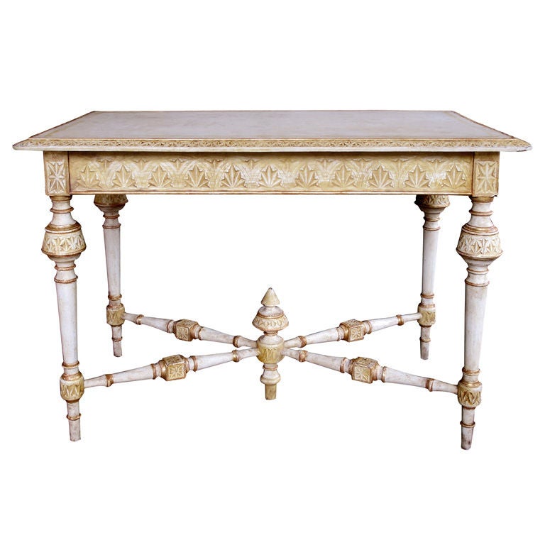 Danish Neoclassical Style Ivory Painted Rectangular Console/Center Table