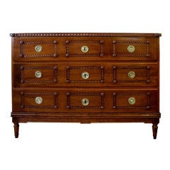 A Handsome Danish Neoclassical Style Solid Walnut 3-Drawer Chest