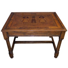 An  Alsatian Folk Art Wooden Panel Now Mounted as a Table