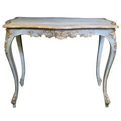 An Elegant Swedish Rococo Style Blue/Gray Painted and Parcel-Gilt Rectangular Side Table
