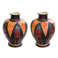 Paire de vases en porcelaine Satsuma Art Déco japonais:: par Kinkozan