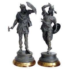 Well-Executed Pair of English Spelter Figures of Visigoth Warriors