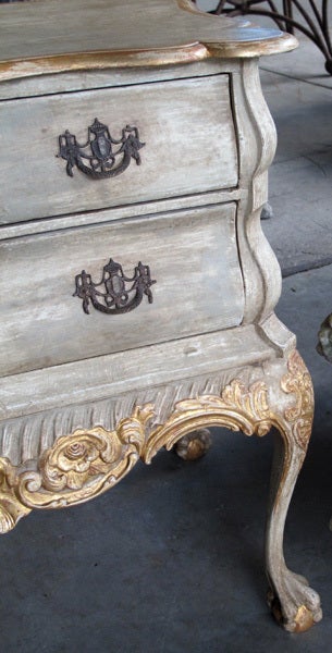 19th Century A Shapely Dutch Rococo Style Grey-Green Painted 2-Drawer Chest