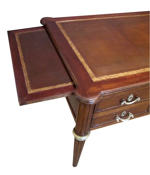 A French Louis XVI Style Mahogany Writing Desk with Ormolu Mounts