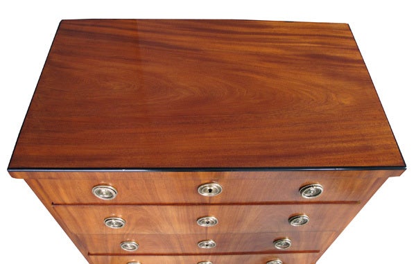 An Elegant Danish Empire Mahogany 4-Drawer Commode In Excellent Condition In San Francisco, CA