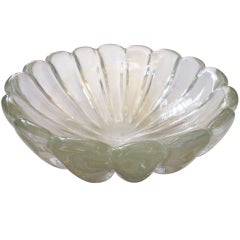 Retro A Large-Scaled Murano Clear Glass Gold Aventurine Lobed Bowl