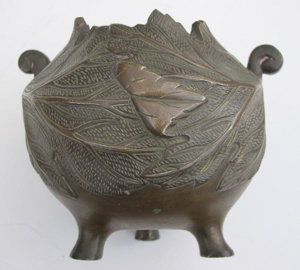 A Japanese Foliate-Decorated Bronze Covered Incense Burner 1
