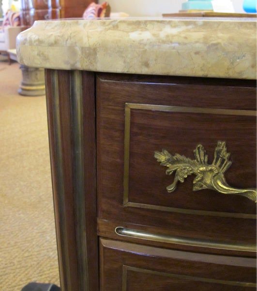 A Pair of Danish Empire Style Mahogany 3-Drawer Marble Topped Bow-Front For Sale 3