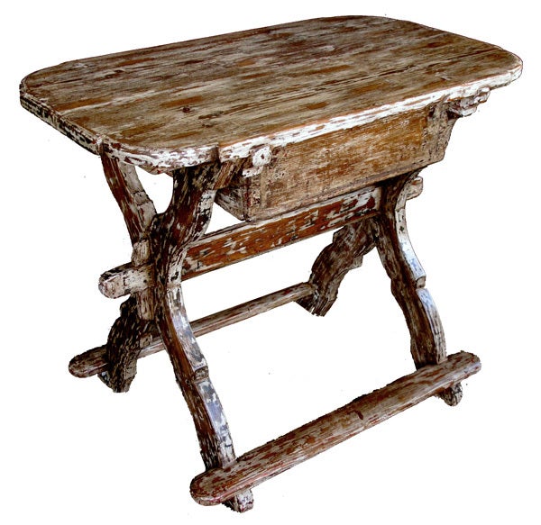A Rustic Danish Baroque Distressed Pine Single-Drawer Work Table 2
