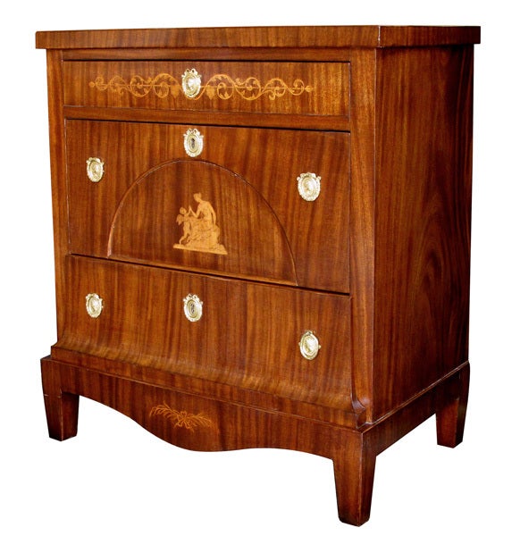 A Handsome Danish Classical Revival Mahogany 3-Drawer Chest