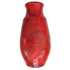 A Boldly-Scaled West German 1960's Red Glazed Ovoid Lava Pot