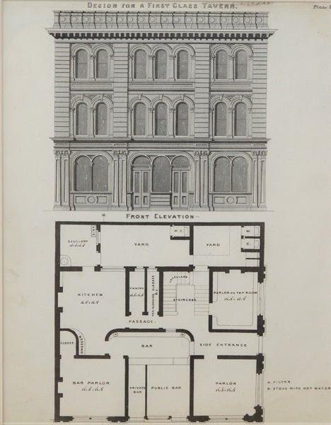 Pair of American Architecural Engravings Depicting Taverns In Good Condition For Sale In San Francisco, CA