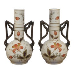 Good Quality Pr of Bohemian Imperial Art Nouveau Porcelain Vases