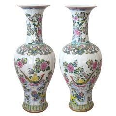 A Boldly-Scaled Pair of Chinese Famille Rose Porcelain Vases