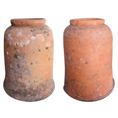 A Unique Pair of English Bell-Form Terra Cotta Rhubarb Forcers