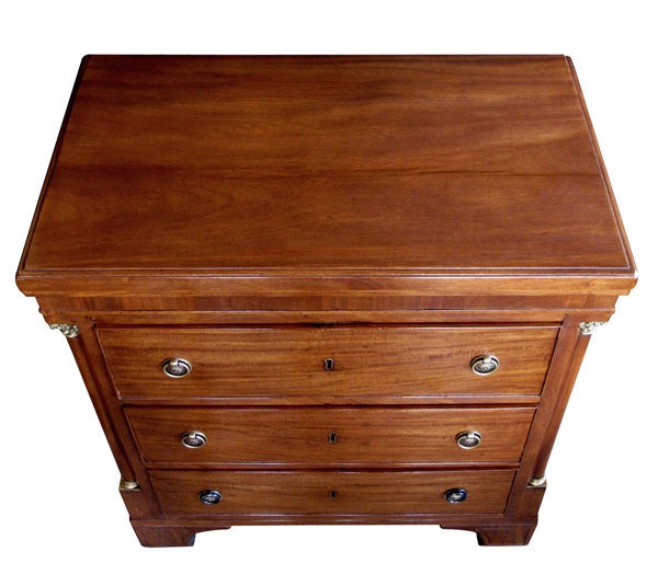 19th Century A Handsome Danish Neoclassical Mahogany 3-Drawer Commode