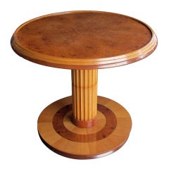 A Chic French Art Deco Amboyna 
Birch Wood Circular Side Table