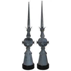A Striking & Tall Pair of French Napoleon III Zinc Roof Finials