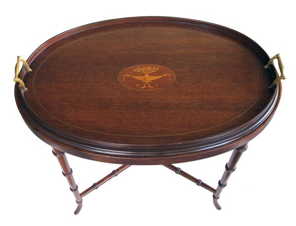 A Large-Scaled English Classical Revival Inlaid Mahogany Tray