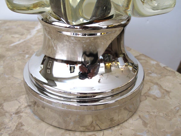 Pair of Murano Lamps of Swirling Butterscotch Encased Glass 4
